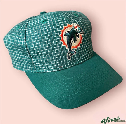 Vintage Logo 7 NFL Miami Dolphins Football Plaid SnapBack Hat