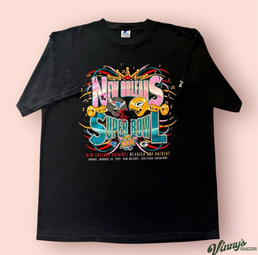 Vintage 1997 Starter NFL Super Bowl XXXI Packers Patriots Football Shirt Mens XL