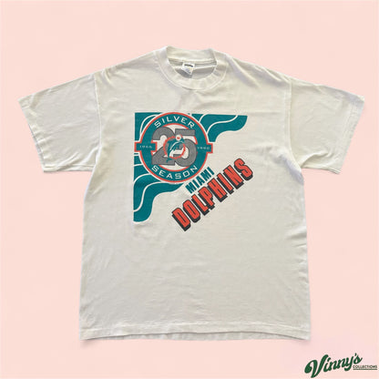 Vintage 1990 Trench NFL Miami Dolphins Silver Season Football Shirt Mens XL