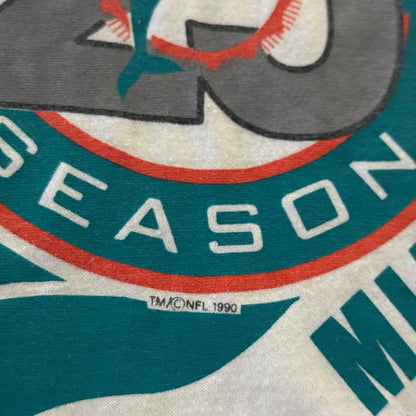 Vintage 1990 Trench NFL Miami Dolphins Silver Season Football Shirt Mens XL