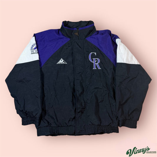 Vintage Apex MLB Colorado Rockies Baseball Windbreaker Jacket Mens Medium