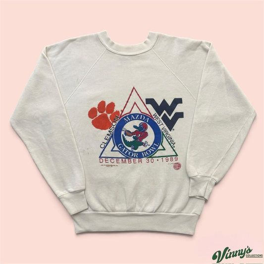 Vintage Tultex 1989 Gator Bowl Clemson West Virginia Sweatshirt Mens Medium