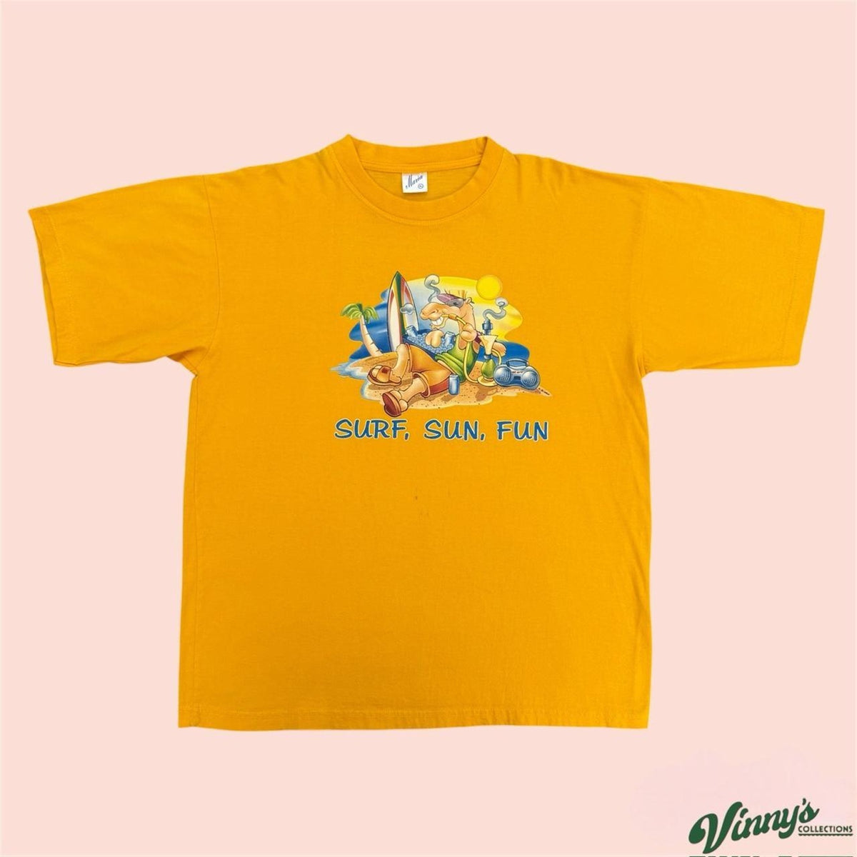 Vintage 90s Maria Surf Sun Fun Camel Shirt Mens XL