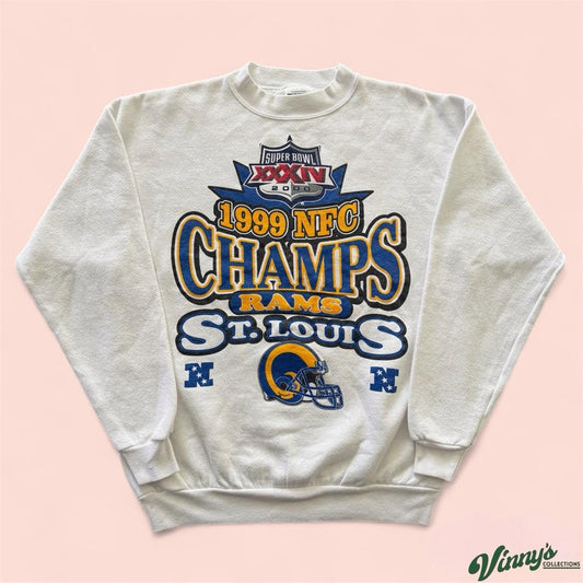 1999 Tultex NFL St Louis Rams NFC Champions Football Sweatshirt Mens Medium