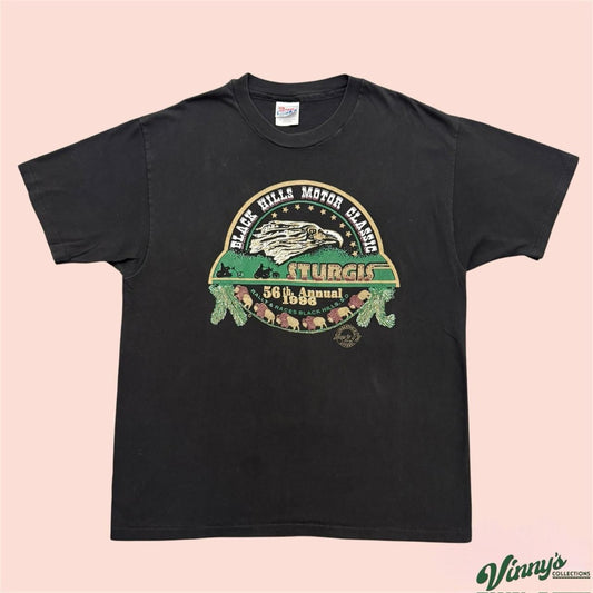 Vintage 90s Hanes Beefy 1996 Sturgis Black Hills Bike Shirt Mens XL