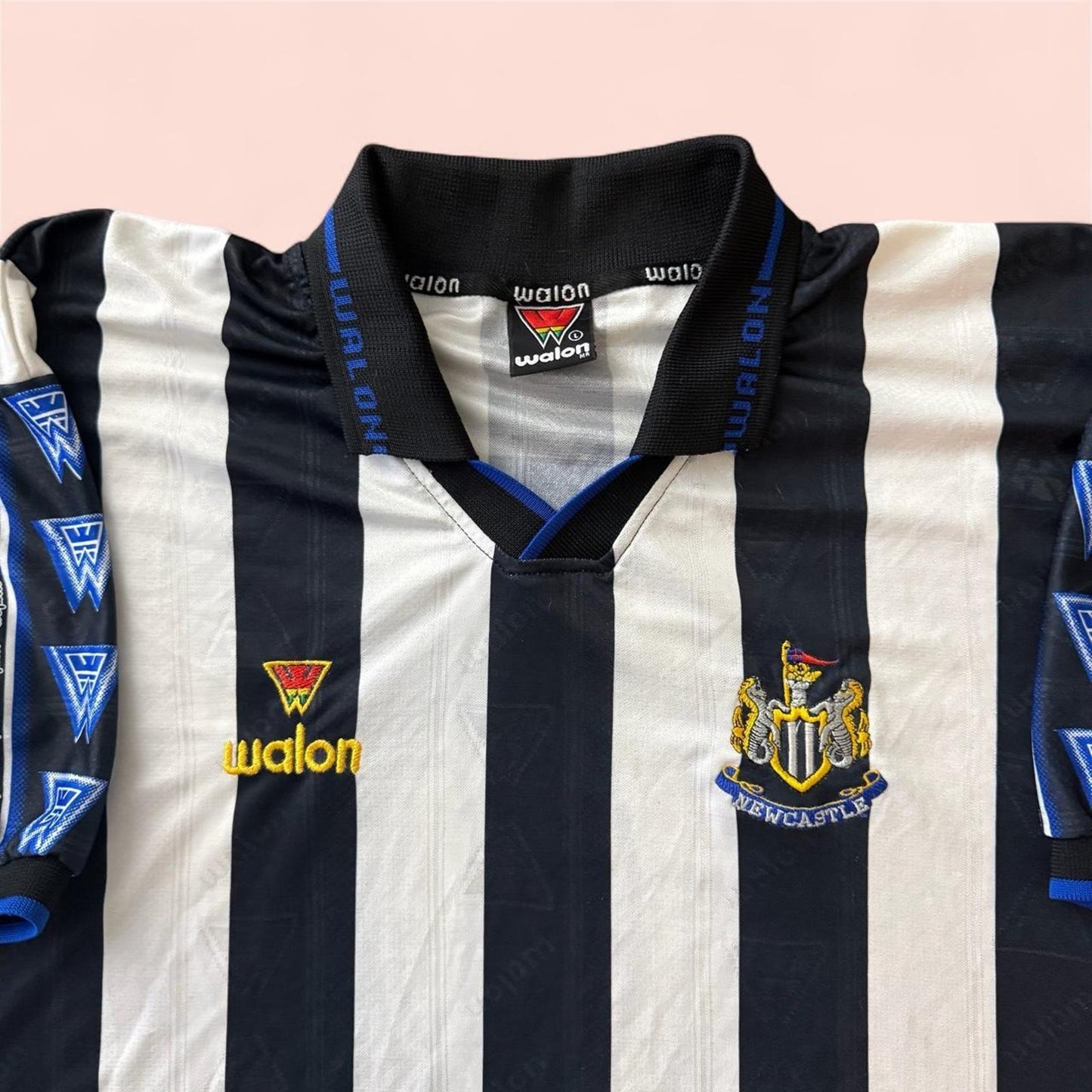 Vintage 90s Walon Newcastle United Home Soccer Jersey Kit Mens Large