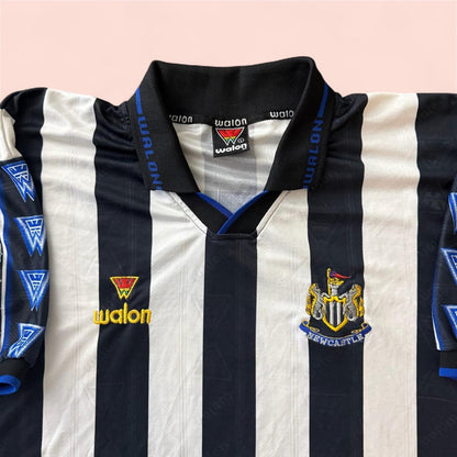 Vintage 90s Walon Newcastle United Home Soccer Jersey Kit Mens Large
