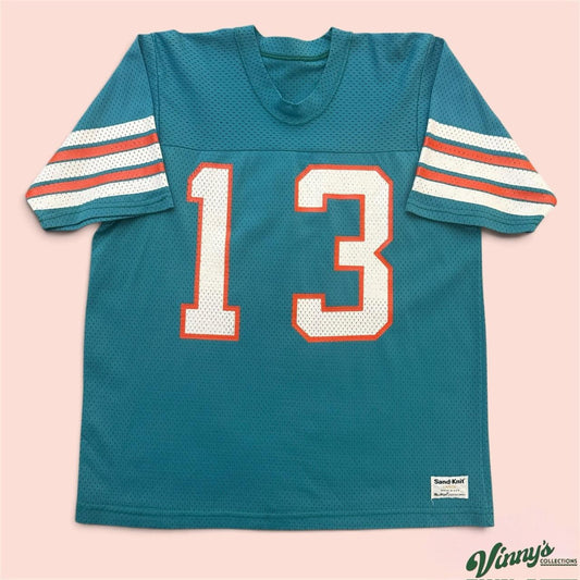 Vintage 80s Sand Knit Miami Dolphins Dan Marino Football Jersey Mens Large