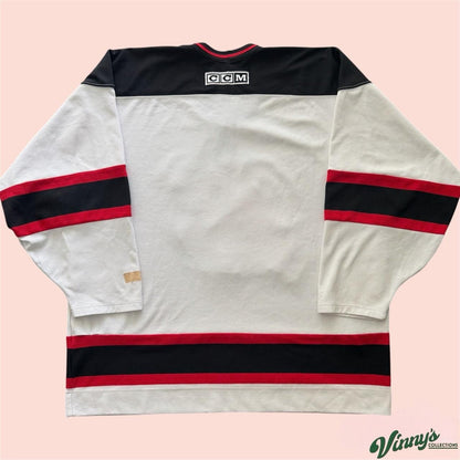 Vintage 90s CCM NHL New Jersey Devils White Hockey Jersey Mens XL