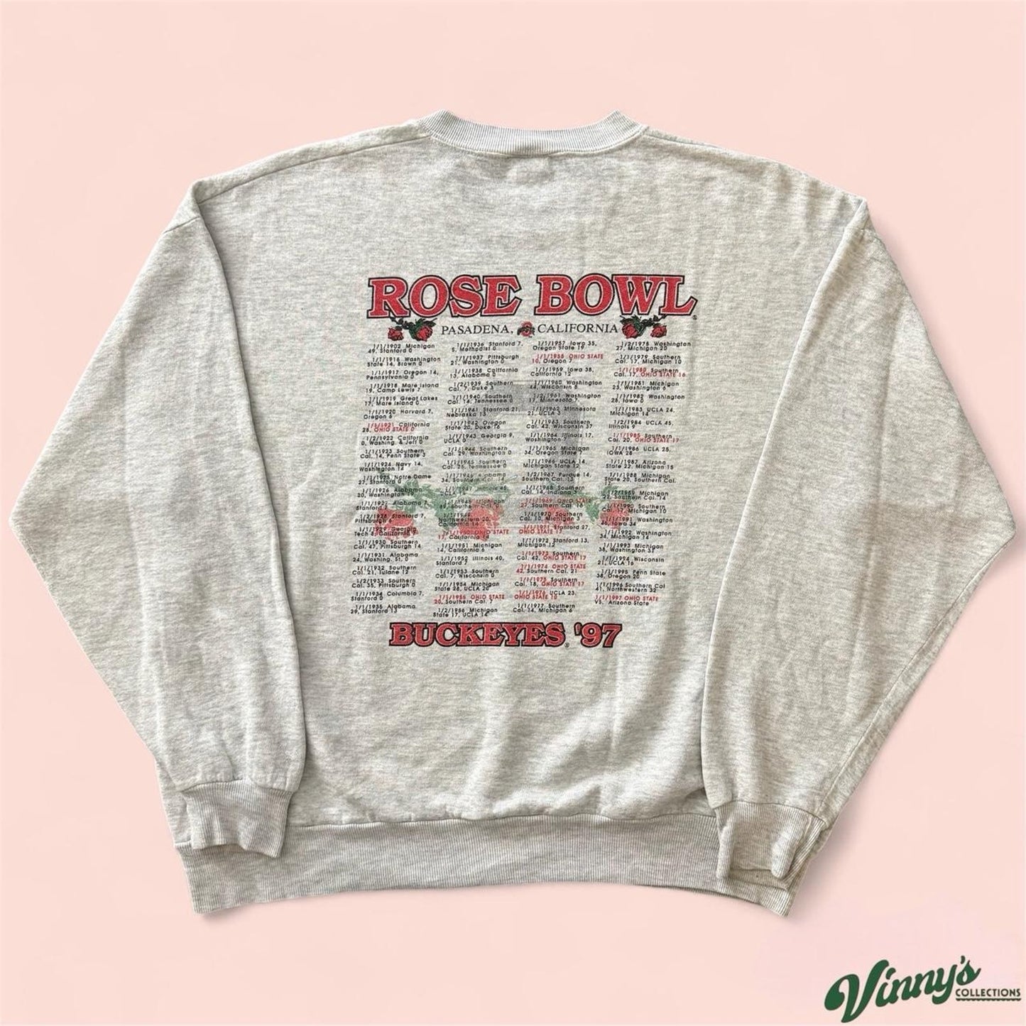 Vintage Jerzees 1997 Ohio State Buckeyes Rose Bowl College Sweatshirt Mens XL
