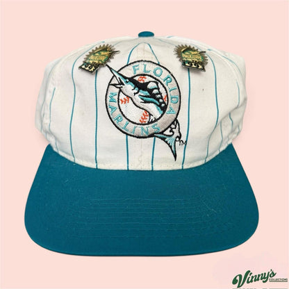 Vintage 90s Starter Florida Marlins Pinstripe Snapback Hat