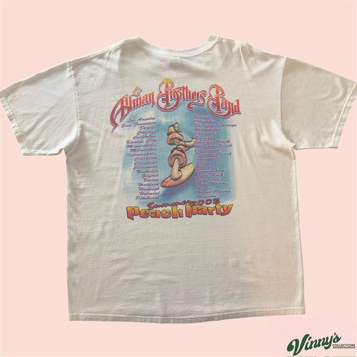 Vintage 00s 2002 Alman Brothers Band Peach Party Band Shirt Mens XL