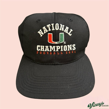 Vintage 00s Y2K NYH 2001 Miami Hurricanes National Champions College Snapback