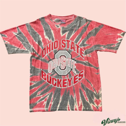 Vintage 90s All Sport Ohio State Buckeyes Tie Dye College Shirt Mens Large