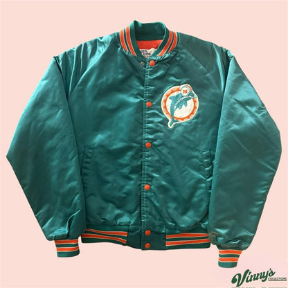 Vintage 90s Chalkline NFL Miami Dolphins Football Satin Jacket Youth XL