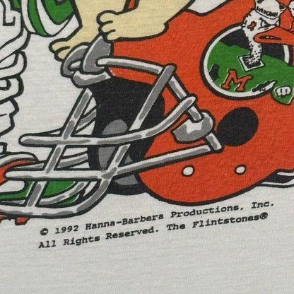 Vintage 90s Hanna Barbera Miami Hurricanes Flintstones College Shirt Mens XL