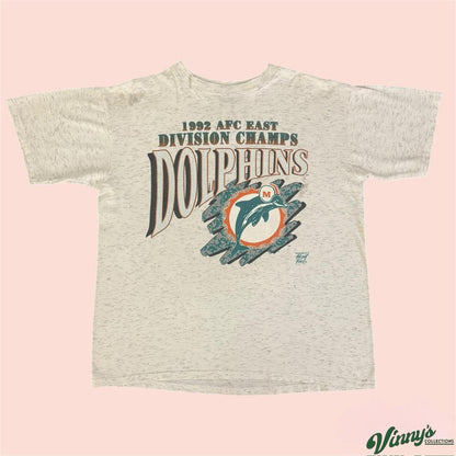 Vintage 90s MSP 1992 NFL Miami Dolphins AFC Champions Football Shirt Mens XL