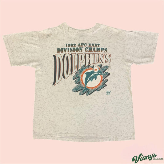 Vintage 90s MSP 1992 NFL Miami Dolphins AFC Champions Football Shirt Mens XL