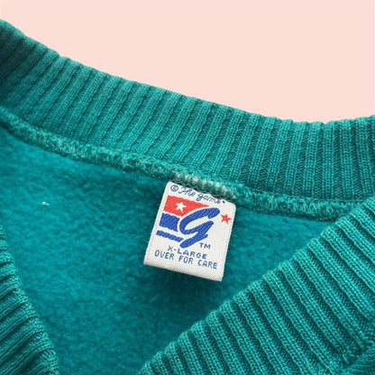 Vintage 90s The Game Miami Dolphins Shield Football Crewneck Sweatshirt Mens XL