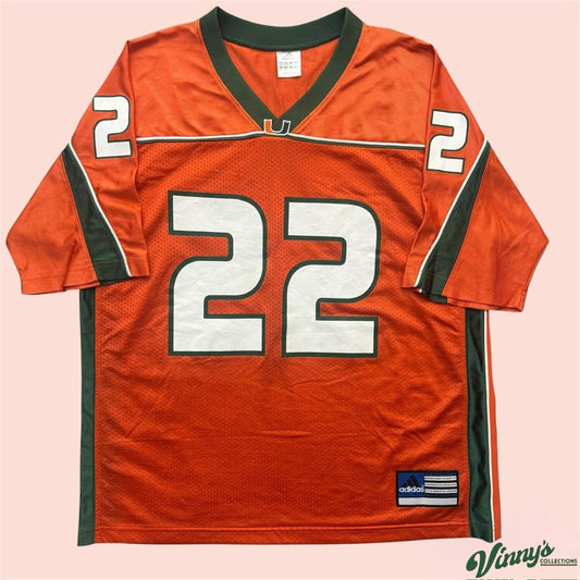 Vintage 90s Adidas Miami Hurricanes Shields College Football Jersey Youth XL