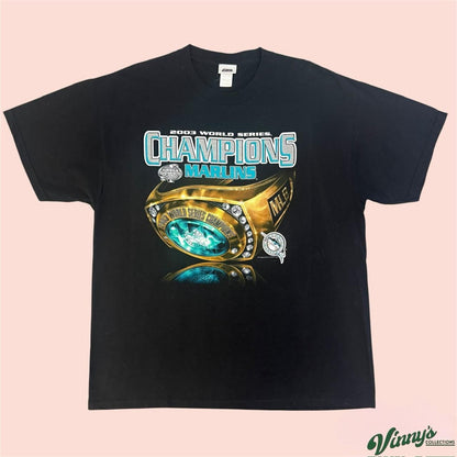 Vintage 00s Y2K CSA Florida Marlins 2003 World Series Champions Shirt Mens XL
