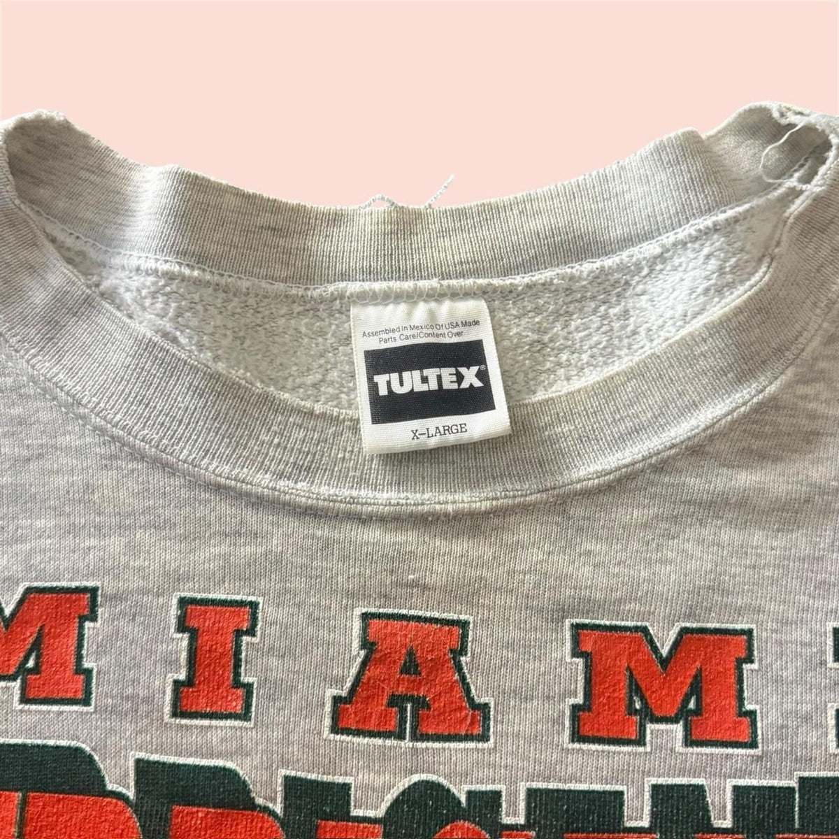 Vintage Tultex NCAA Miami Hurricanes College Crewneck Sweatshirt Mens XL