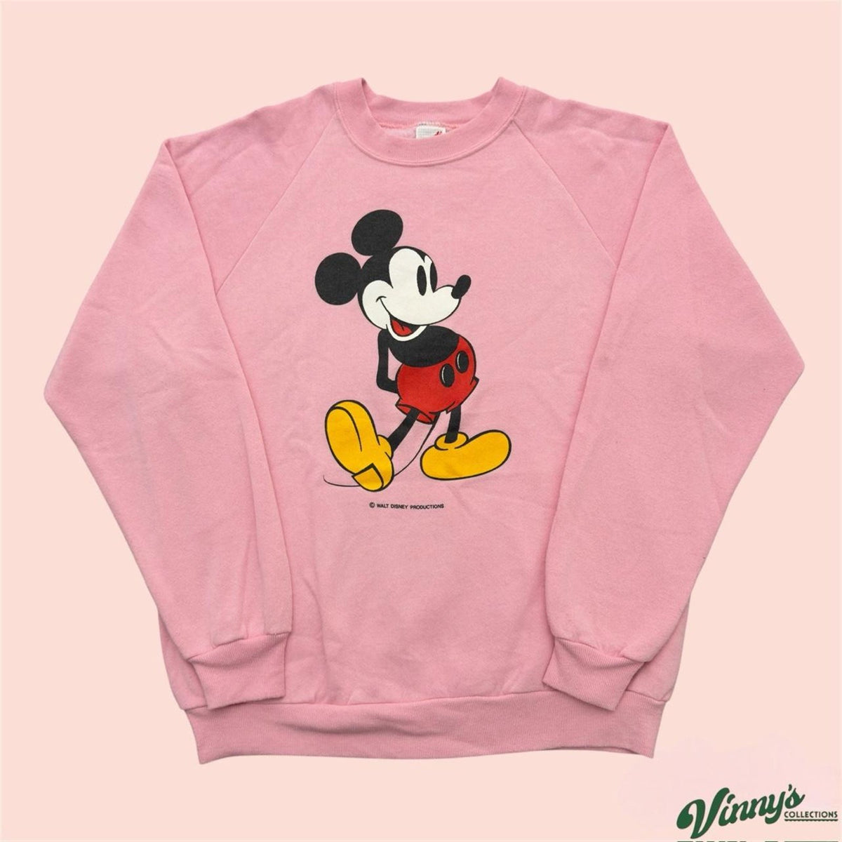 Vintage 90s Jerzees Pink Disney Mickey Mouse Crewneck Sweater Mens Large