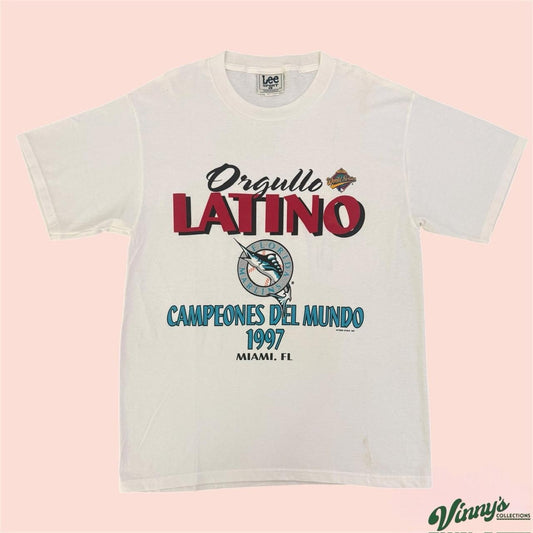 Vintage Lee Sport Florida Marlins 1997 World Series Latino Shirt Mens Large