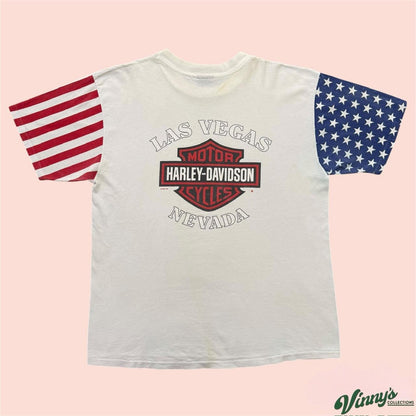 Vintage 90s Harley Davidson USA Stars & Stripes Las Vegas Bike Shirt Mens XL