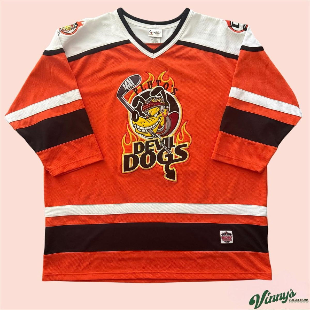 Vintage 90s Disney World Plutos Devil Dogs K9 Hockey Jersey Mens 2XL