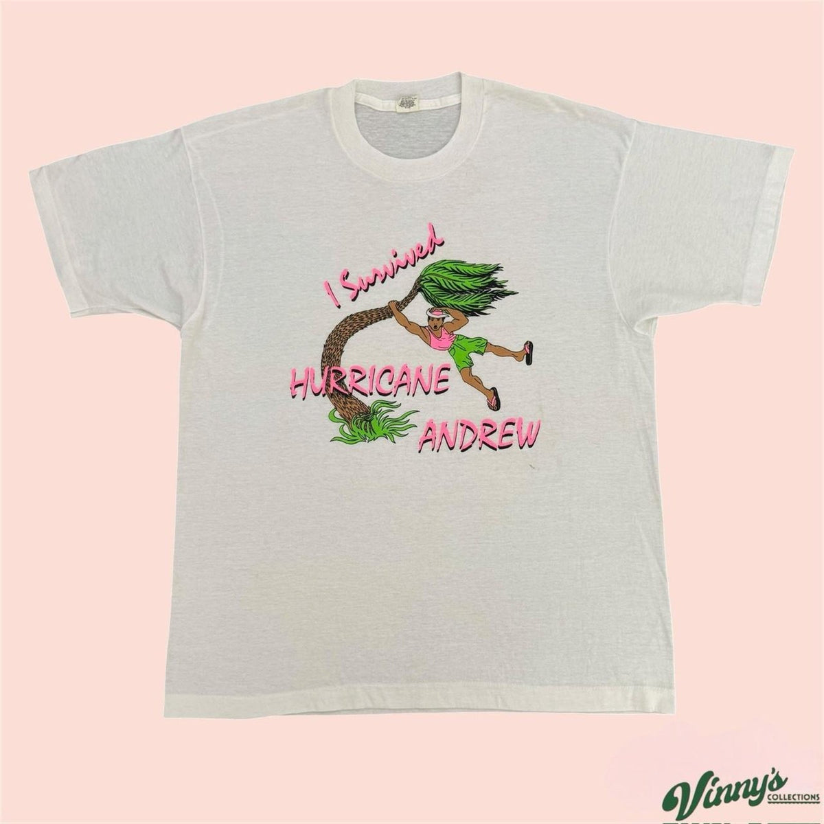 Vintage 90s Screen Stars I Survived Hurricane Andrew Shirt Mens XL