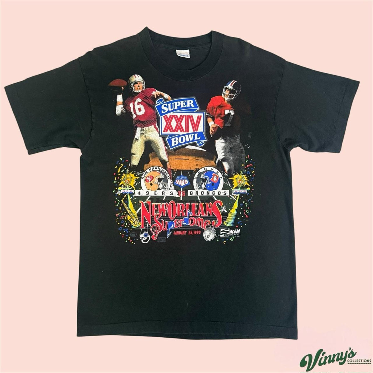 90s Salem Super Bowl XXIV San Francisco 49ers vs Denver Broncos Shirt Mens Large