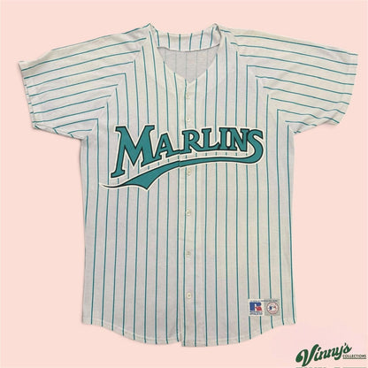 Vintage 90s Russell Athletic MLB Florida Marlins Baseball Jersey Mens Large