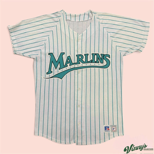 Vintage 90s Russell Athletic MLB Florida Marlins Baseball Jersey Mens Large