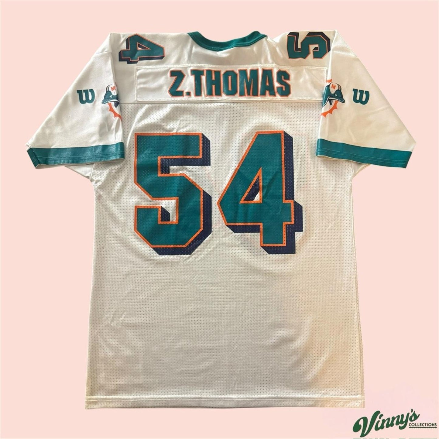 Vintage 90s Wilson Miami Dolphins Zach Thomas Football Jersey Mens 46 Large