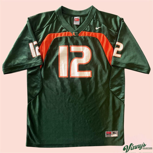 Vintage 00s Nike Miami Hurricanes Jacory Harris College Football Jersey Youth XL