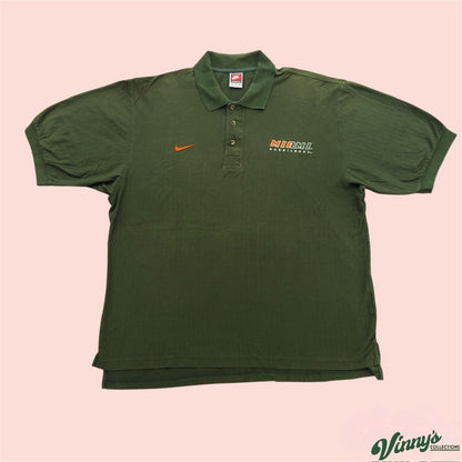 Vintage 90s Nike Team Sports Miami Hurricanes College Polo Shirt Mens XL