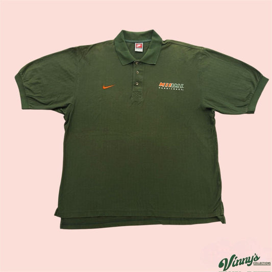 Vintage 90s Nike Team Sports Miami Hurricanes College Polo Shirt Mens XL