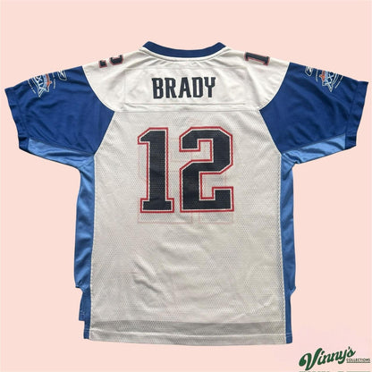 Vintage 00s Reebok New England Patriots Tom Brady Super Bowl Jersey Youth XL