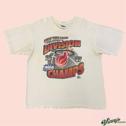 Vintage 90s Pro Player Miami Heat 1997 Atlantic Division Basketball Shirt Men XL