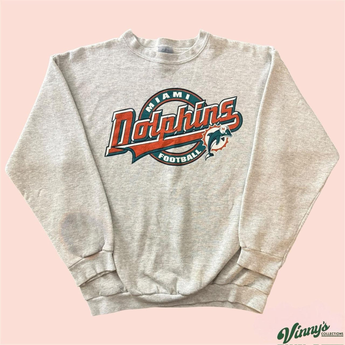 Vintage 90s Logo 7 NFL Miami Dolphins Football Crewneck Sweatshirt Mens Large