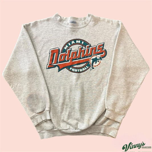 Vintage 90s Logo 7 NFL Miami Dolphins Football Crewneck Sweatshirt Mens Large
