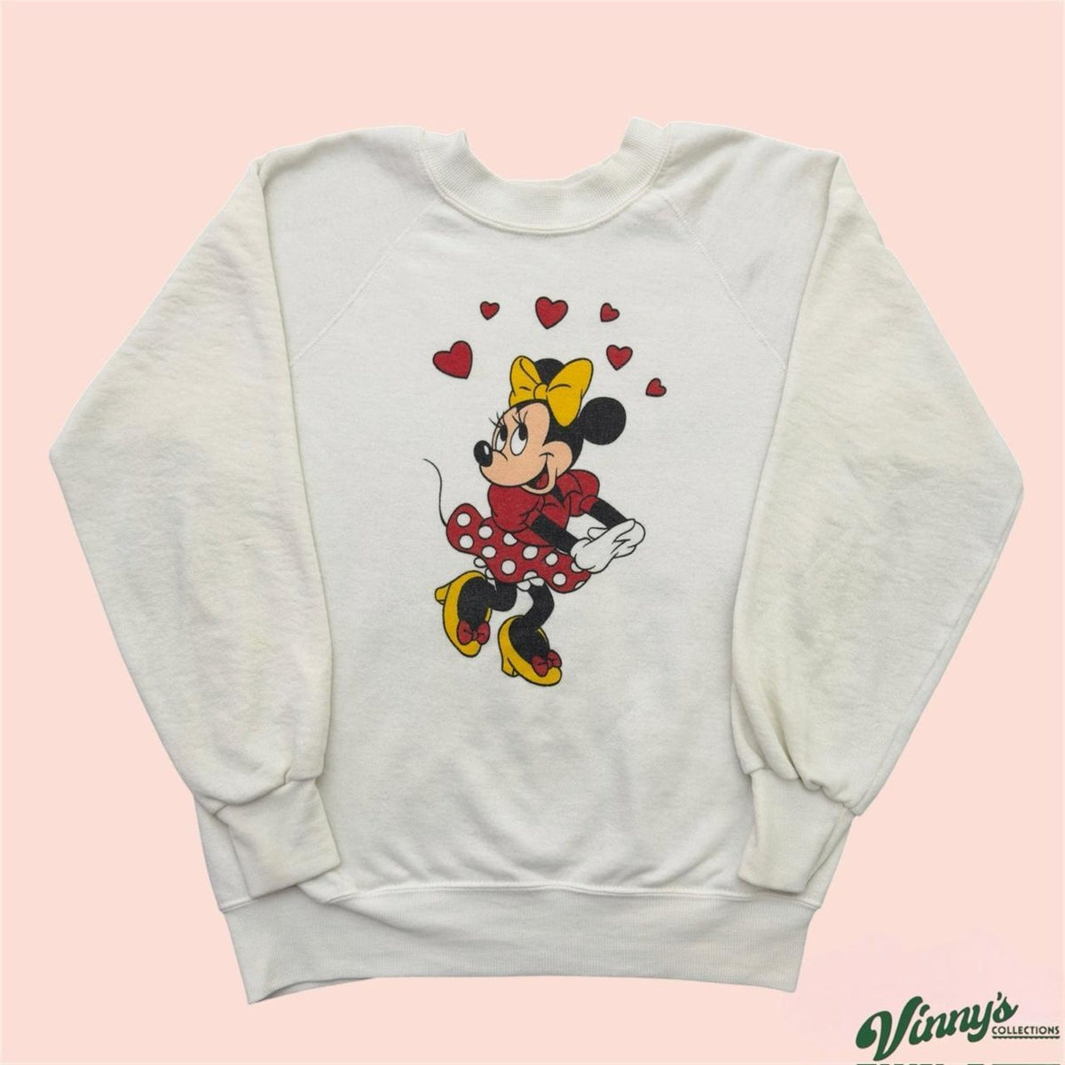 Vintage 90s Disney Minnie Mouse Heart Crewneck Sweater Mens Medium