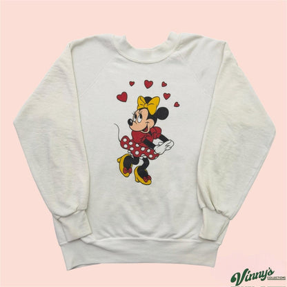 Vintage 90s Disney Minnie Mouse Heart Crewneck Sweater Mens Medium