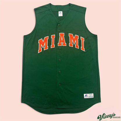 Vintage 90s Russell Athletic Miami Hurricanes College Baseball Jersey Mens Large
