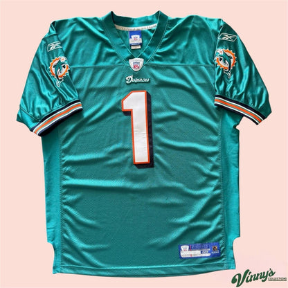 Vintage Reebok NFL Miami Dolphins #1 Authentic Football Jersey Mens XL