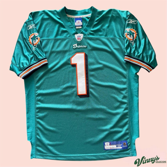 Vintage Reebok NFL Miami Dolphins #1 Authentic Football Jersey Mens XL