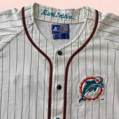 Vintage Starter NFL Miami Dolphins Football Baseball Jersey Mens Large