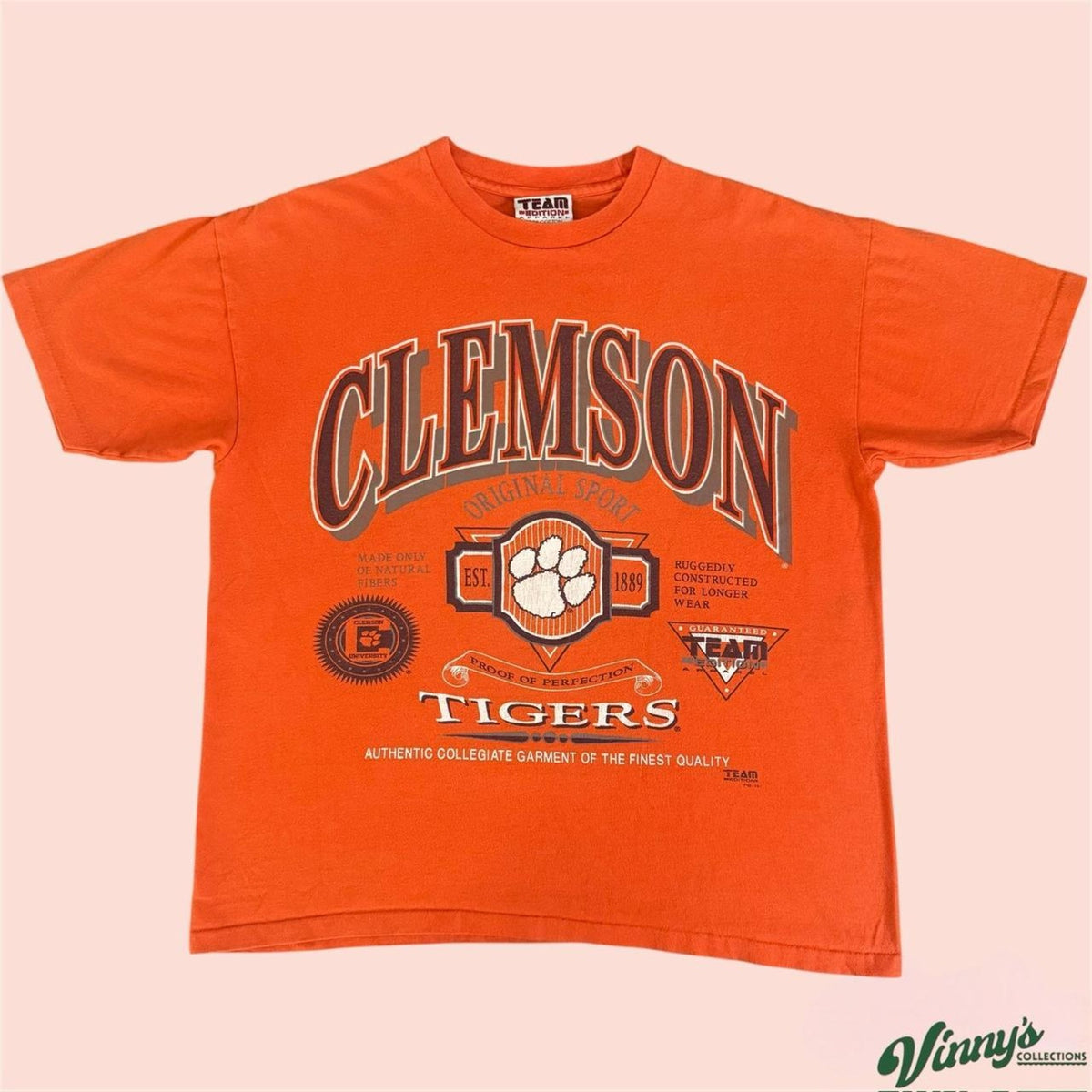 Vintage 90s Team Edition Apparel Clemson Tigers College Shirt Mens XL