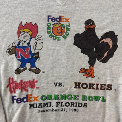 1996 Nebraska Cornhuskers Virginia Tech Hokies College Sweatshirt Mens 2XL